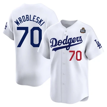 Youth Los Angeles Dodgers Justin Wrobleski ＃70 White Limited Home 2024 World Series Jersey