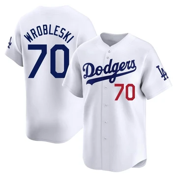 Youth Los Angeles Dodgers Justin Wrobleski ＃70 White Limited Home Jersey