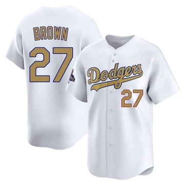 Youth Los Angeles Dodgers Kevin Brown ＃27 Gold Limited White 2025 Collection Jersey