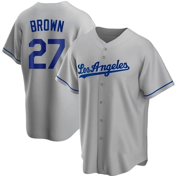 Youth Los Angeles Dodgers Kevin Brown ＃27 Gray Replica Road Jersey
