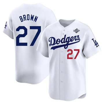 Youth Los Angeles Dodgers Kevin Brown ＃27 White Limited Home 2025 World Series Jersey