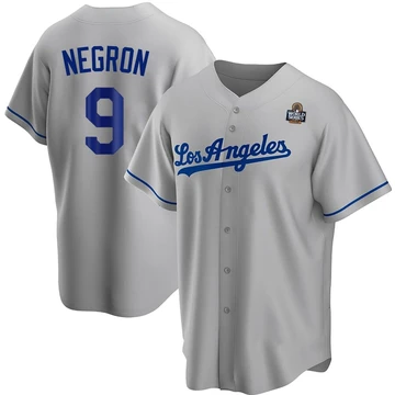 Youth Los Angeles Dodgers Kristopher Negron ＃9 Gray Replica Road 2024 World Series Jersey