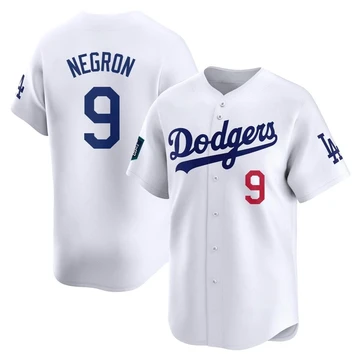 Youth Los Angeles Dodgers Kristopher Negron ＃9 White Limited 2024 World Tour Seoul Series Home Jersey