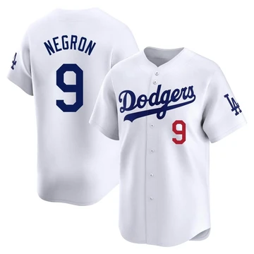 Youth Los Angeles Dodgers Kristopher Negron ＃9 White Limited Home Jersey