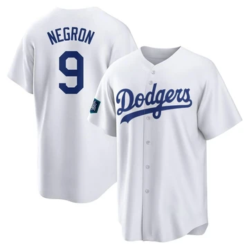 Youth Los Angeles Dodgers Kristopher Negron ＃9 White Replica 2024 World Tour Seoul Series Home Jersey