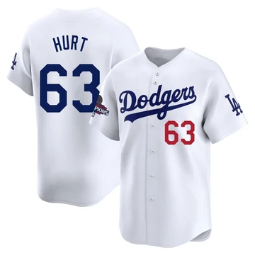 Youth Los Angeles Dodgers Kyle Hurt ＃63 White Limited Home 2024 World Series Champions Jersey