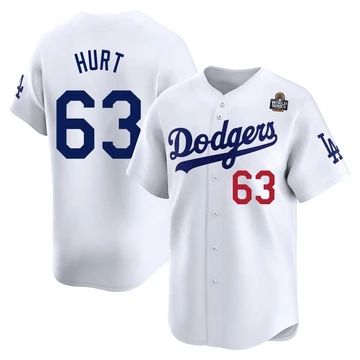 Youth Los Angeles Dodgers Kyle Hurt ＃63 White Limited Home 2024 World Series Jersey