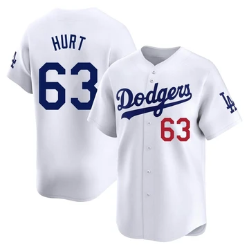Youth Los Angeles Dodgers Kyle Hurt ＃63 White Limited Home Jersey