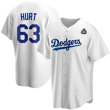 Youth Los Angeles Dodgers Kyle Hurt ＃63 White Replica Home 2024 World Series Jersey
