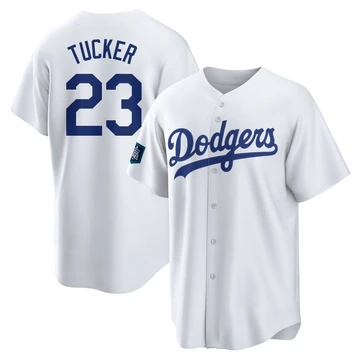 Youth Los Angeles Dodgers Kyle Tucker ＃23 White Replica 2024 World Tour Seoul Series Home Jersey