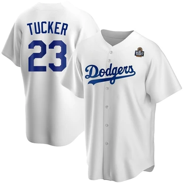 Youth Los Angeles Dodgers Kyle Tucker ＃23 White Replica Home 2024 World Series Jersey