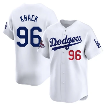 Youth Los Angeles Dodgers Landon Knack ＃96 White Limited Home 2024 World Series Champions Jersey