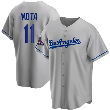 Youth Los Angeles Dodgers Manny Mota ＃11 Gray Replica Road 2024 World Series Champions Jersey