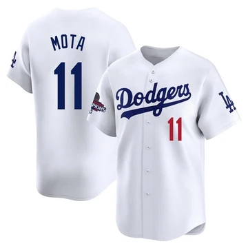 Youth Los Angeles Dodgers Manny Mota ＃11 White Limited Home 2024 World Series Champions Jersey