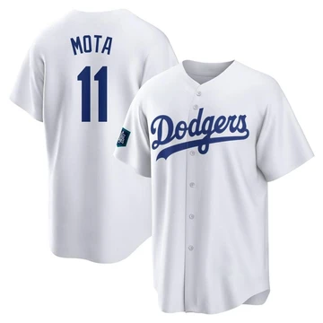 Youth Los Angeles Dodgers Manny Mota ＃11 White Replica 2024 World Tour Seoul Series Home Jersey