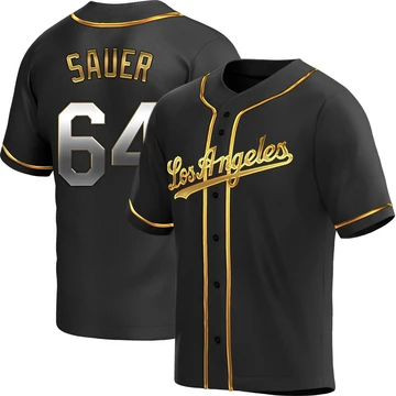 Youth Los Angeles Dodgers Matt Sauer ＃64 Gold Replica Black en Alternate Jersey
