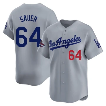 Youth Los Angeles Dodgers Matt Sauer ＃64 Gray Limited Away World Series Champions Jersey