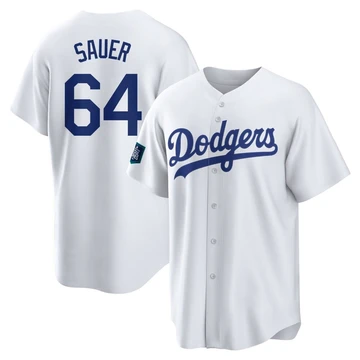 Youth Los Angeles Dodgers Matt Sauer ＃64 White Replica 2024 World Tour Seoul Series Home Jersey