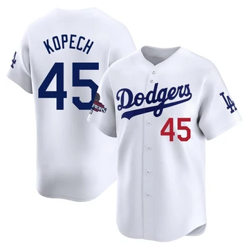 Youth Los Angeles Dodgers Michael Kopech ＃45 White Limited Home 2024 World Series Champions Jersey