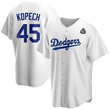 Youth Los Angeles Dodgers Michael Kopech ＃45 White Replica Home 2024 World Series Jersey
