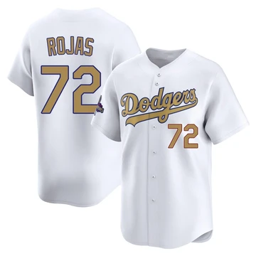 Youth Los Angeles Dodgers Miguel Rojas ＃72 Gold Limited White 2025 Collection Jersey