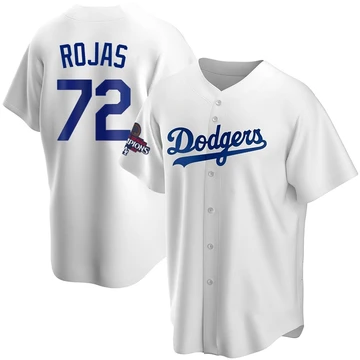 Youth Los Angeles Dodgers Miguel Rojas ＃72 White Replica Home 2024 World Series Champions Jersey