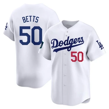 Youth Los Angeles Dodgers Mookie Betts ＃50 White Limited 2024 World Tour Seoul Series Home Jersey