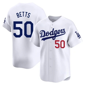Youth Los Angeles Dodgers Mookie Betts ＃50 White Limited Home Jersey