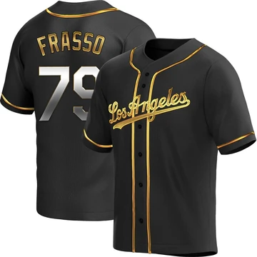 Youth Los Angeles Dodgers Nick Frasso ＃79 Gold Replica Black en Alternate Jersey