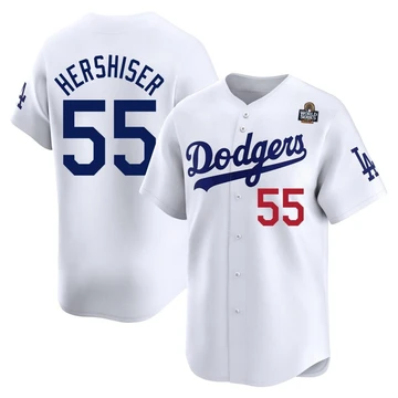 Youth Los Angeles Dodgers Orel Hershiser ＃55 White Limited Home 2024 World Series Jersey