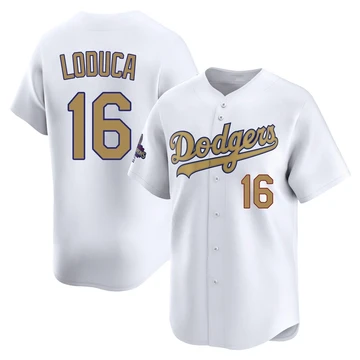 Youth Los Angeles Dodgers Paul Loduca ＃16 Gold Limited White 2025 Collection Jersey