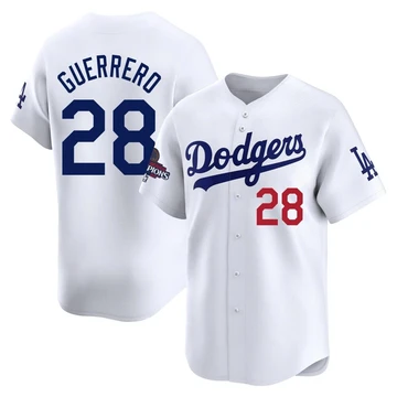Youth Los Angeles Dodgers Pedro Guerrero ＃28 White Limited Home 2024 World Series Champions Jersey
