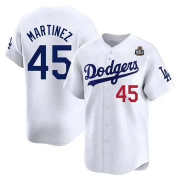 Youth Los Angeles Dodgers Pedro Martinez ＃45 White Limited Home 2024 World Series Jersey