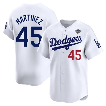 Youth Los Angeles Dodgers Pedro Martinez ＃45 White Limited Home 2025 World Series Jersey