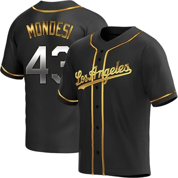 Youth Los Angeles Dodgers Raul Mondesi ＃43 Gold Replica Black en Alternate Jersey