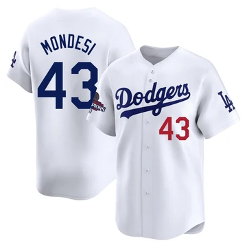 Youth Los Angeles Dodgers Raul Mondesi ＃43 White Limited Home 2024 World Series Champions Jersey