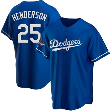 Youth Los Angeles Dodgers Rickey Henderson ＃25 Royal Replica Alternate 2024 World Series Champions Jersey