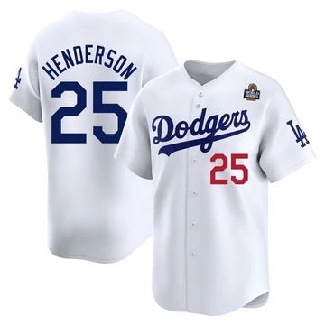Youth Los Angeles Dodgers Rickey Henderson ＃25 White Limited Home 2024 World Series Jersey