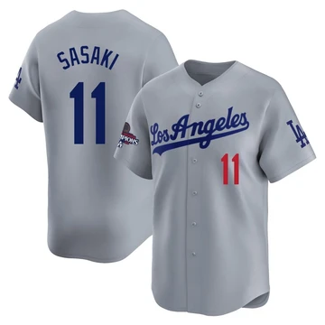 Youth Los Angeles Dodgers Roki Sasaki ＃11 Gray Limited Away World Series Champions Jersey