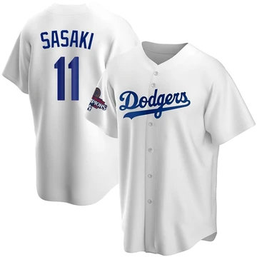 Youth Los Angeles Dodgers Roki Sasaki ＃11 White Replica Home 2024 World Series Champions Jersey