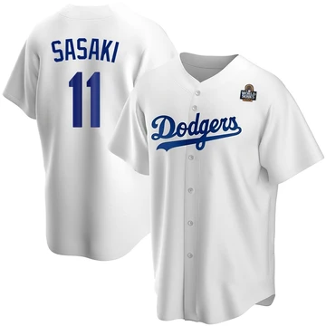 Youth Los Angeles Dodgers Roki Sasaki ＃11 White Replica Home 2024 World Series Jersey