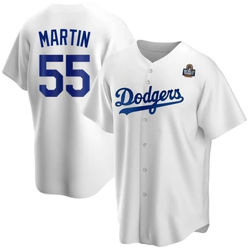 Youth Los Angeles Dodgers Russell Martin ＃55 White Replica Home 2024 World Series Jersey