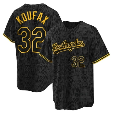 Youth Los Angeles Dodgers Sandy Koufax ＃32 Black Replica Snake Skin City Jersey