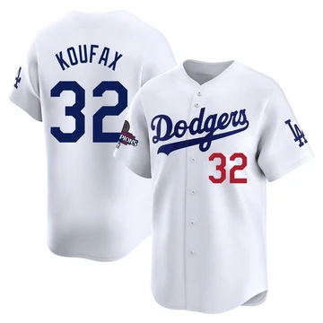 Youth Los Angeles Dodgers Sandy Koufax ＃32 White Limited Home 2024 World Series Champions Jersey