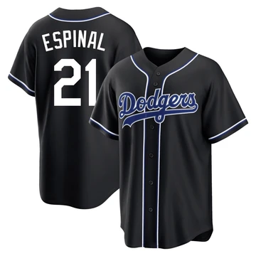 Youth Los Angeles Dodgers Santiago Espinal ＃21 Black Replica Fashion Out Jersey