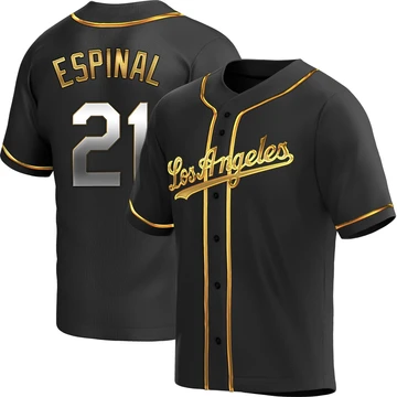 Youth Los Angeles Dodgers Santiago Espinal ＃21 Gold Replica Black en Alternate Jersey