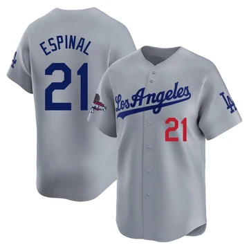 Youth Los Angeles Dodgers Santiago Espinal ＃21 Gray Limited Away World Series Champions Jersey
