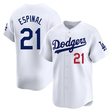 Youth Los Angeles Dodgers Santiago Espinal ＃21 White Limited Home Jersey