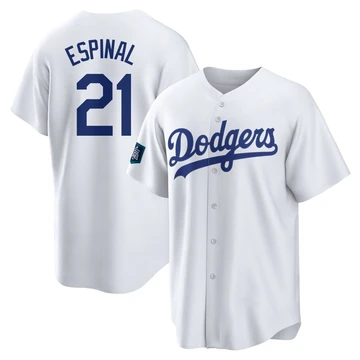 Youth Los Angeles Dodgers Santiago Espinal ＃21 White Replica 2024 World Tour Seoul Series Home Jersey