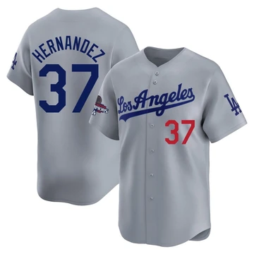 Youth Los Angeles Dodgers Teoscar Hernandez ＃37 Gray Limited Away World Series Champions Jersey